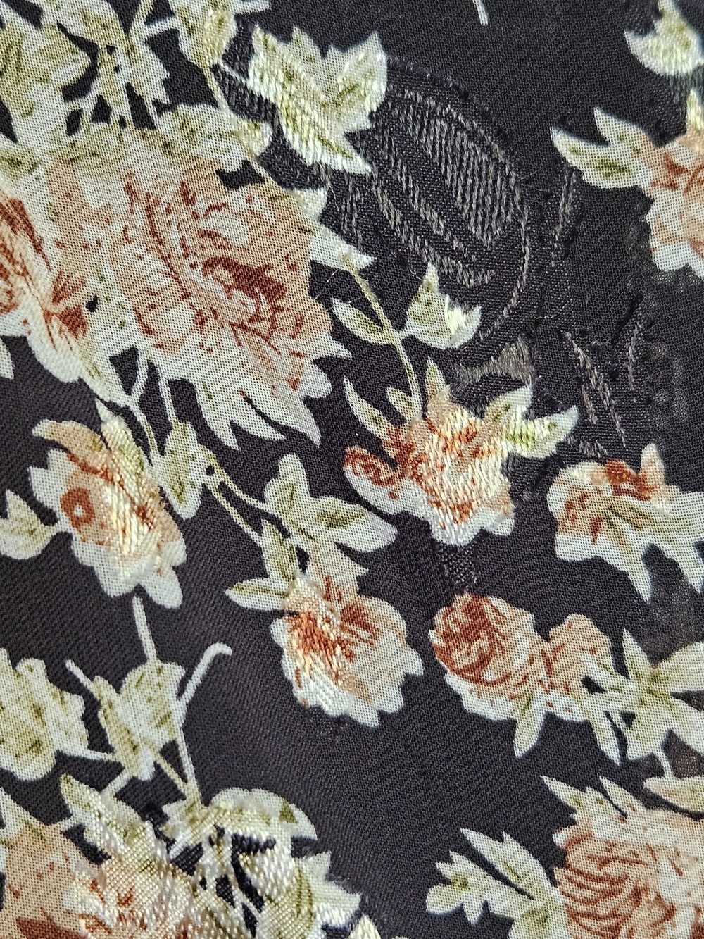 LUSH Floral Burnout Velvet Midi Dress S NWT Ruched High-Low Long Sleeve - Picture 7 of 16